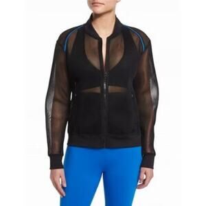 Alala Activewear Mesh Bomber Jacket Zip Front Black Blue X-Small